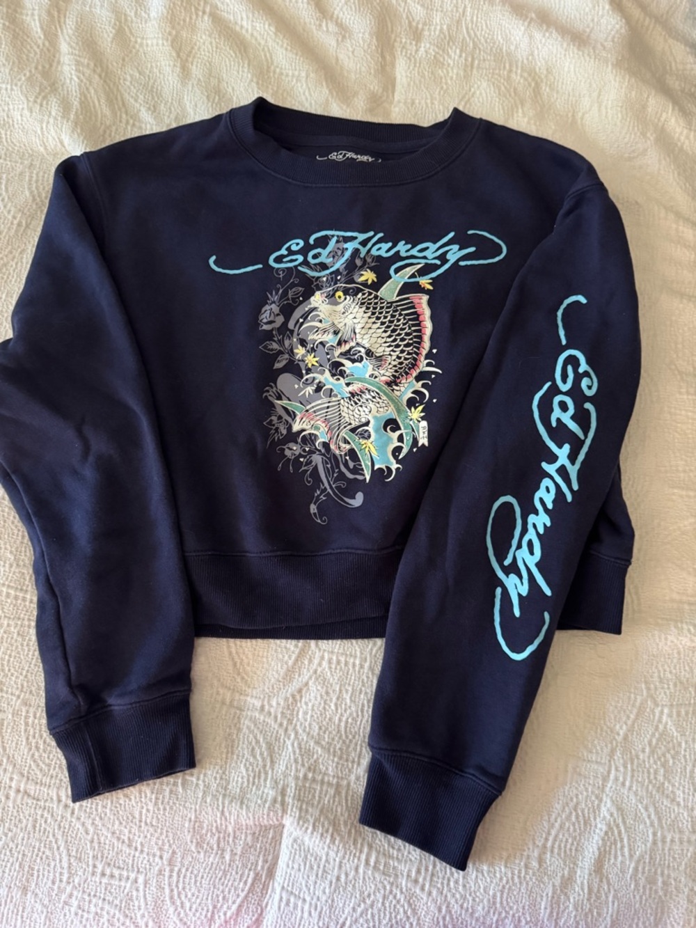 Ed Hardy Navy Sweatshirt with White Logo